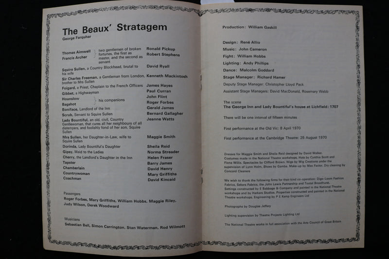 1970 THE BEAU STRATAGEM PROGRAM - CAMBRIDGE THEATRE - MAGGIE SMITH - K 2380
