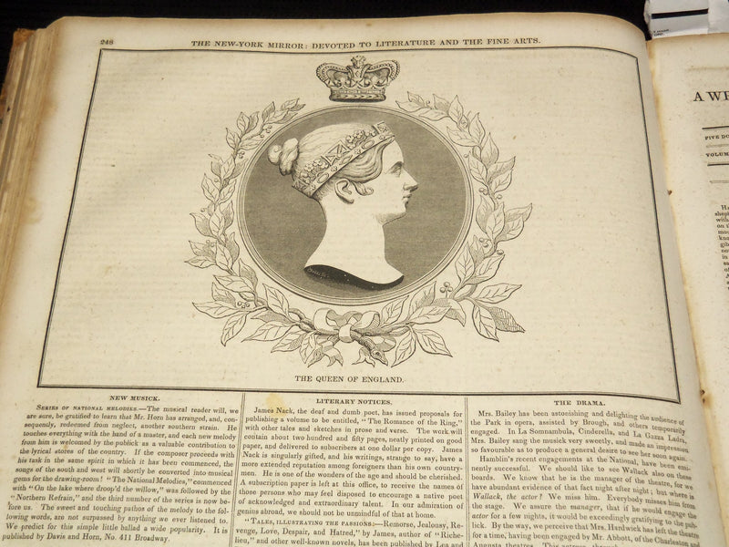 1838-1839 NEW YORK MIRROR AND LADIES GAZETTE BOUND VOLUME - ENGRAVINGS - R 89R