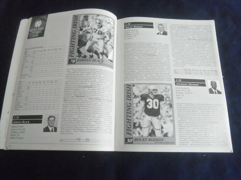 2000 SPRING UNIVERSITY OF NOTRE DAME FOOTBALL PROSPECTUS - SP 1213P