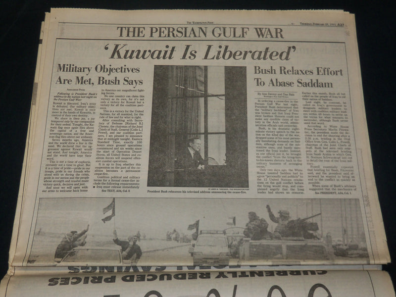 1991 FEBRUARY 28 WASHINGTON POST NEWSPAPER - BUSH ORDERS CEASE-FIRE - NP 4917