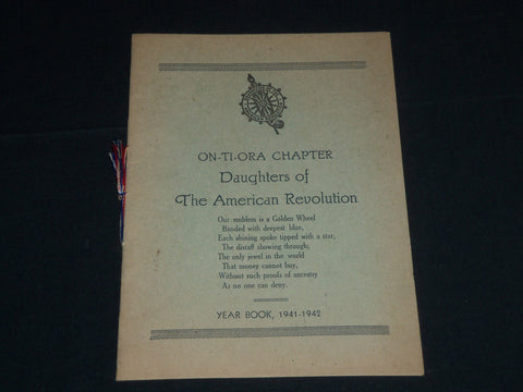 1941-1942 ON-TI-ORA CHAPTER DAUGHTERS OF THE AMERICAN REVOLUTION BOOK - J 4301