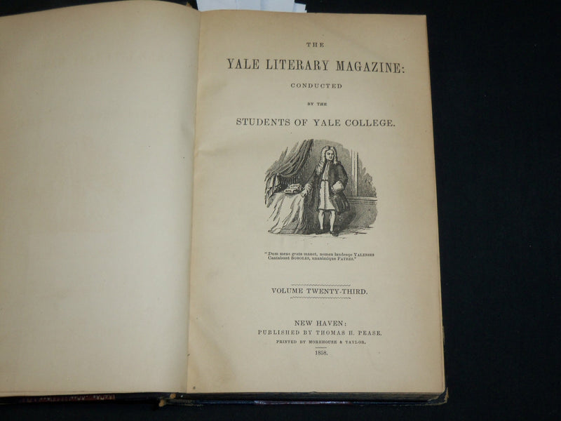 1857-1858 YALENSIA THE YALE LITERARY MAGAZINE BOUND VOLUME NO. 23 - KD 6042