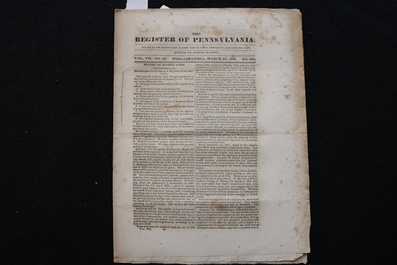 1831 THE REGISTER OF PENNSYLVANIA - LOT OF 2 - K 2479