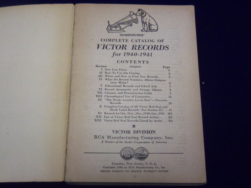 1922-1941 VICTOR RECORDS CATALOGS LOT OF 3 - LISTS OF ARTIST - J 1977