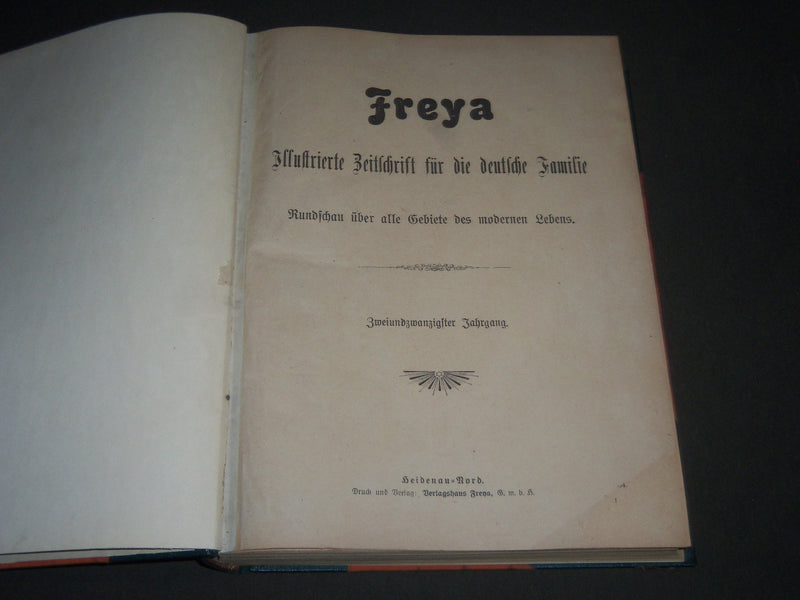 1923 FREYA ILLUSTRIERTE ZEITSCHRIFT FUR DIE FAMILIE BOUND VOLUME NO. 22- KD 4056