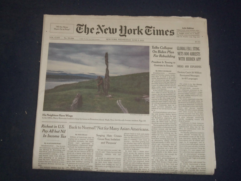 2021 JUNE 9 NEW YORK TIMES - TALKS COLLAPSE ON BIDEN PLAN FOR REBUILDING
