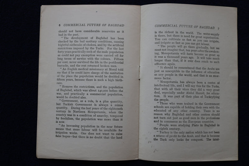1917 THE COMMERCIAL FUTURE OF BAGHDAD - SOFTCOVER BOOKLET - K 1552