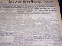 1938 DEC 23 NEW YORK TIMES - U. S. REJECTS REICH PROTEST OVER ICKES - NT 2480