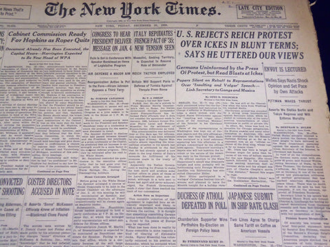 1938 DEC 23 NEW YORK TIMES - U. S. REJECTS REICH PROTEST OVER ICKES - NT 2480