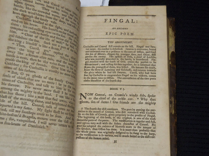 1806 THE POEMS OF OSSIAN THE SON OF FINGAL BOOK - VOLUME 1 - KD 9429