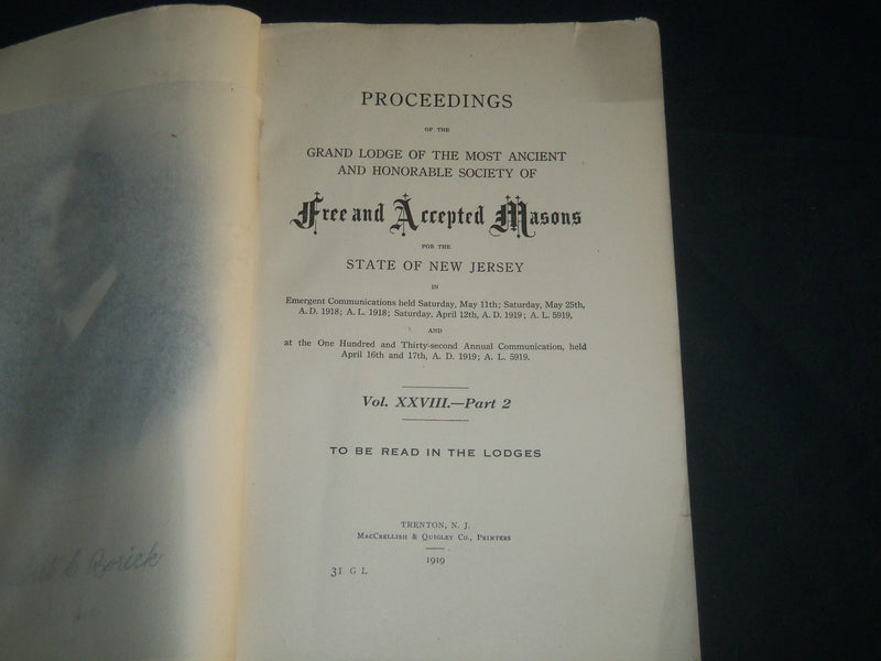 1919-1972 FREE AND ACCEPTED MASONS LOT OF 7 - GRAND LODGE OF NEW JERSEY- KD 1406