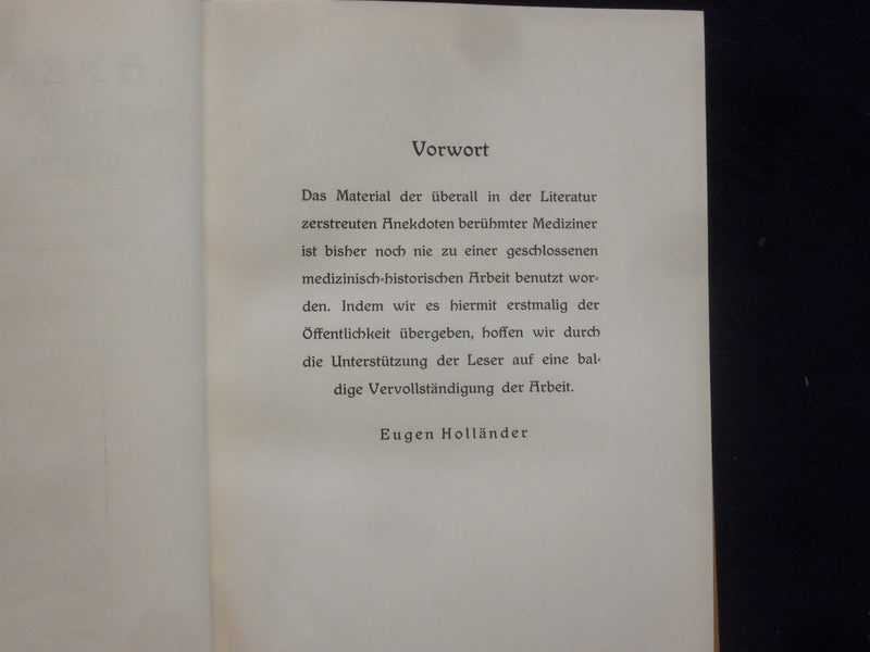 1925 ANEKDOTEN AUS DER MEDIZINISCHEN WELTGESCHICHTE BOOK - GERMAN TEXT - KD 8839