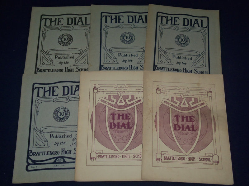 1909-1910 THE DIAL BRATTLEBORO HIGH SCHOOL MAGAZINE LOT OF 6 - INFO. - O 2342