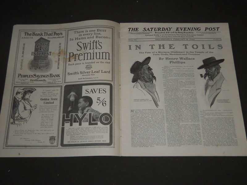 1904 FEBRUARY 13 THE SATURDAY EVENING POST MAGAZINE - ILLUSTRATED COVER - SP 452