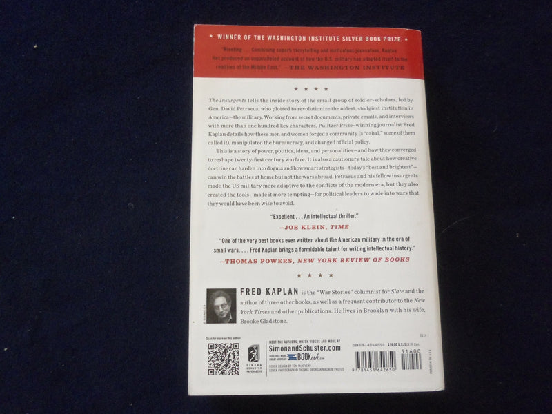 2013 THE INSURGENTS SOFTCOVER BOOK - SIGNED BY FRED KAPLAN - KD 8566