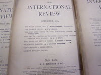1879 THE INTERNATIONAL REVIEW MAGAZINE LOT OF 8 - GREAT ARTICLES - WR 864