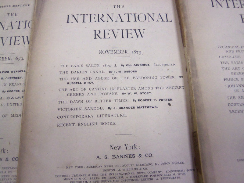 1879 THE INTERNATIONAL REVIEW MAGAZINE LOT OF 8 - GREAT ARTICLES - WR 864