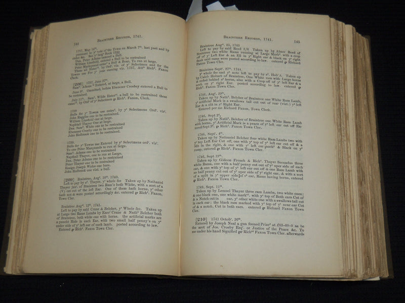1886 TOWN OF BRAINTREE RECORDS 1640-1793 BOOK EDITED BY SAMUEL BATES - KD 703V