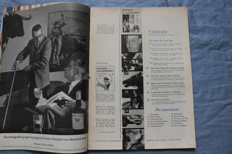 1958 MARCH 24 SPORTS ILLUSTRATED MAGAZINE - BASILIO VS. ROBINSON - ST 5505W