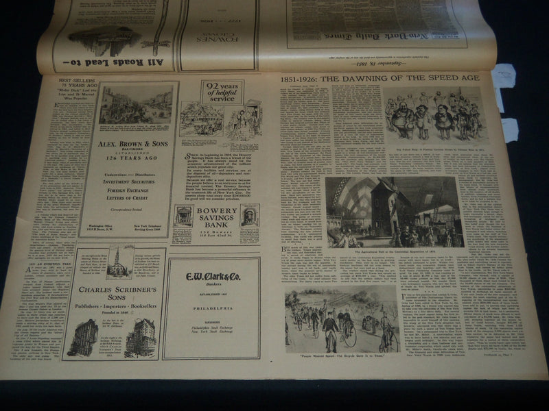 1926 SEPT 18 NEW YORK TIMES NEWSPAPER 75TH ANNIVERSARY SECTION - NT 7559