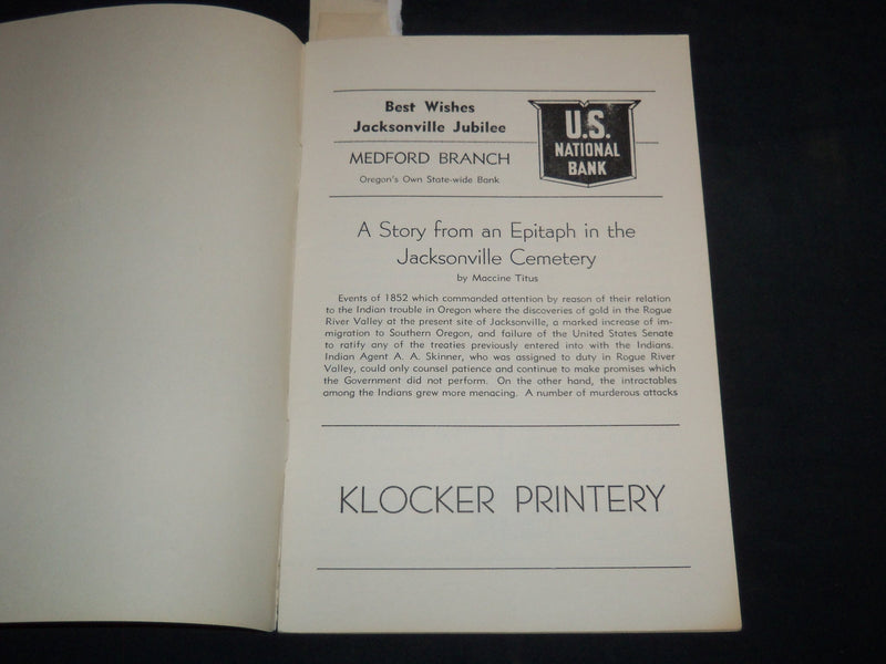 1955 SOUVENIR OF JACKSONVILLE, OREGON GOLD RUSH JUBILEE PROGRAM - J 8718