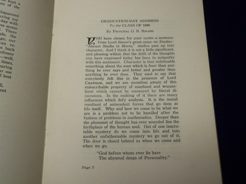 1931 ADAMS COLLEGIATE INSTITUTE CLASS OF 1886 ADDRESS BOOK - J 4444