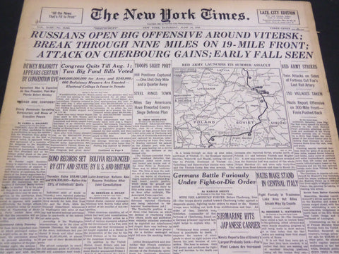 1944 JUNE 24 NEW YORK TIMES - RUSSIANS OPEN OFFENSIVE AROUND VITEBSK - NT 4330