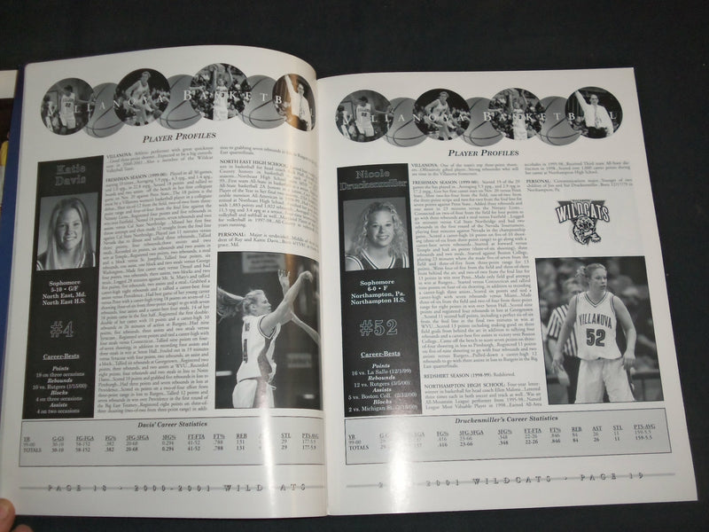1989-2001 VILLANOVA WOMEN'S BASKETBALL MEDIA GUIDE - LOT OF 2 - O 3093
