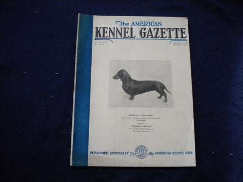1936 SEP 1 THE AMERICAN KENNEL GAZETTE MAGAZINE - HANKA-FLOTTENBERG - SP 3625N