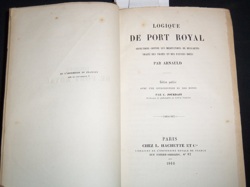 1846 LOGIQUE DE PORT ROYAL VOLUME BY ARNAULD - FRENCH - KD 4815I