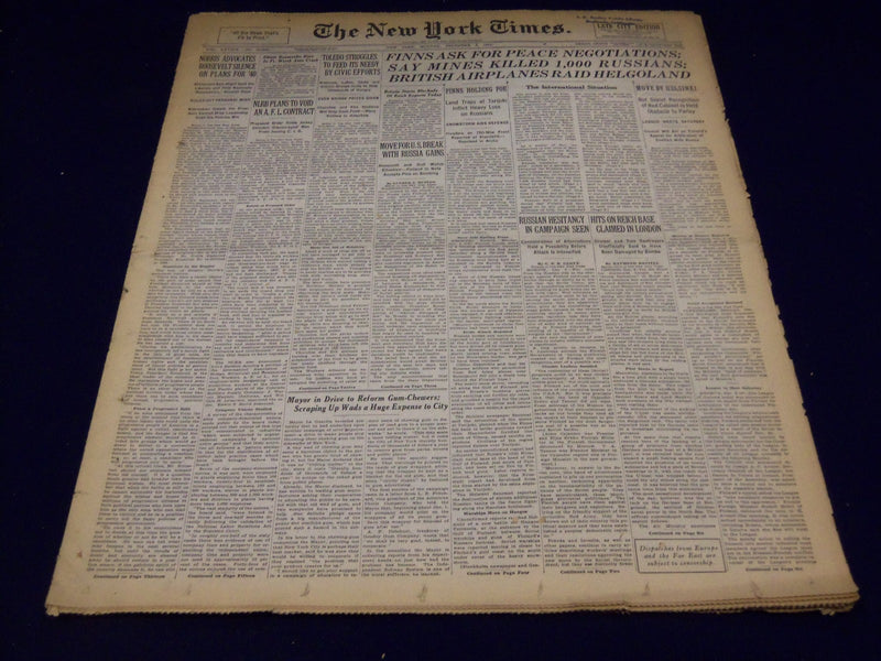 1939 DECEMBER 4 NEW YORK TIMES - FINNS ASK FOR PEACE - NT 3153