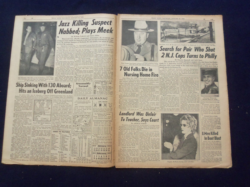 1959 JAN 31 NEW YORK DAILY NEWS NEWSPAPER - SEIZE BIRDLAND SUSPECT - NP 6753