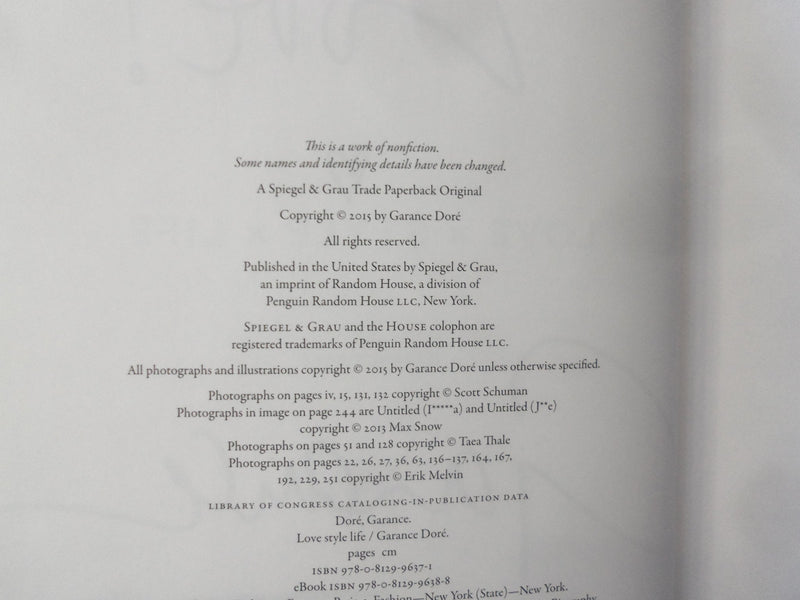 2015 LOVE STYLE LIFE SOFTCOVER BOOK - INSCRIBED BY GARANCE DORE - KD 8570