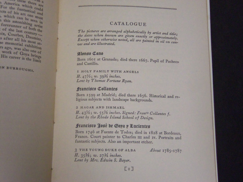 1928 SPANISH PAINTINGS CATALOG EL GRECO TO GOYA BOOK - NICE ILLUS. - J 5192