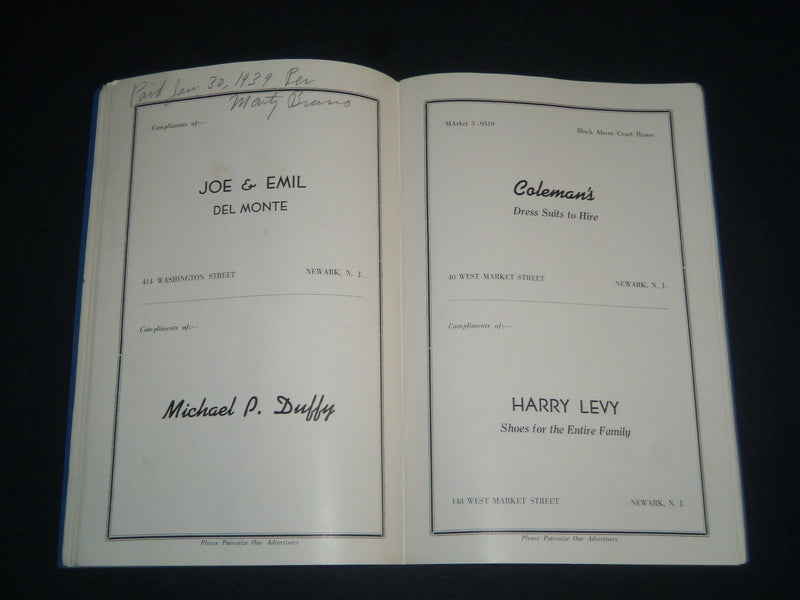 1939 SECOND ANNUAL WELFARE DANCE PROGRAM - NEWARK, NEW JERSEY - J 3982