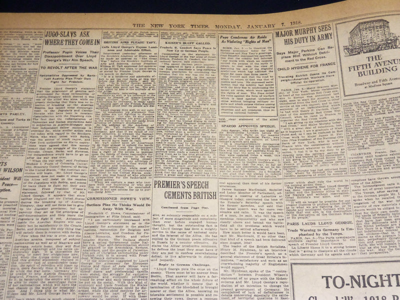 1918 JANUARY 7 NEW YORK TIMES - GERMANS SUSPEND PEACE PARLEY - NT 7916