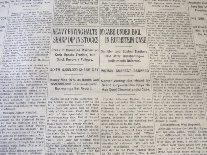 1928 DECEMBER 1 NEW YORK TIMES - M'CABE UNDER BAIL IN ROTHSTEIN CASE - NT 6457