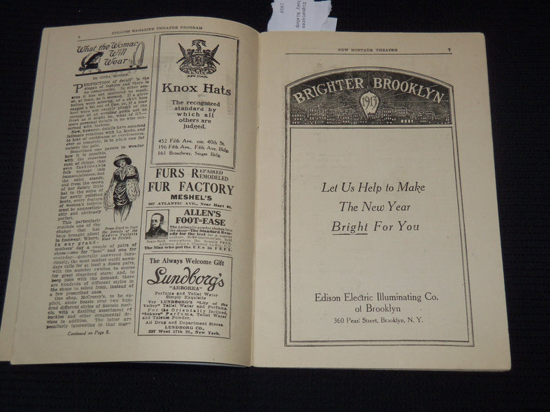 1912 THE PERPLEXED HUSBAND NEW MONTAUK PROGRAM - JOHN DREW - BROOKLYN - J 8017