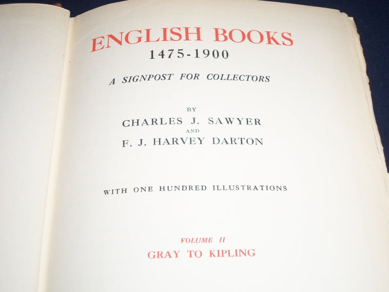 1927 ENGLISH BOOKS 1475-1900 BY CHARLES J SAWYER & DARTON VOLUME 1 + 2 - KD 1882