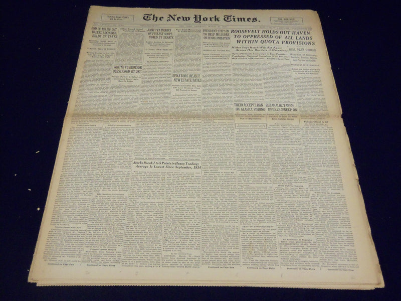 1938 MARCH 26 NEW YORK TIMES - ROOSEVELT HOLDS OUT HAVEN TO OPPRESSED - NT 2407