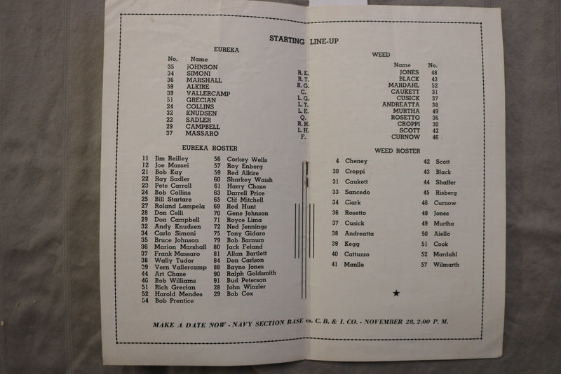1943 EUREKA HIGH SCHOOL FOOTBALL PROGRAMS - LOT OF 3 - K 3445