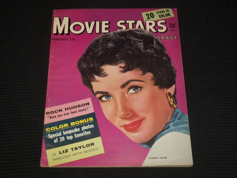 1955 FEBRUARY MOVIE STARS PARADE MAGAZINE - ELIZABETH TAYLOR COVER - E 12122