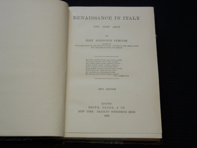1900 RENAISSANCE IN ITALY BOOK BY JOHN ADDINGTON SYMONDS - KD 7660