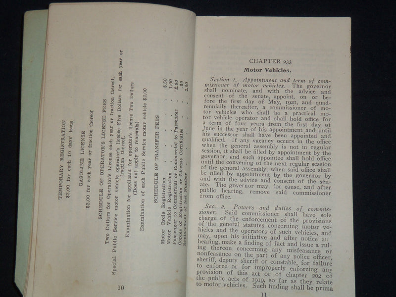 1940'S STATE OF CONNECTICUT MOTOR VEHICLE LAWS- ROBINS B. STOECKEL - K 2062