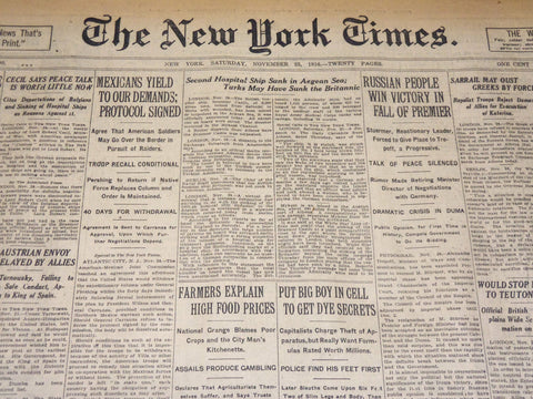 1916 NOVEMBER 25 NEW YORK TIMES - MEXICANS YIELD TO OUR DREAMS - NT 7720