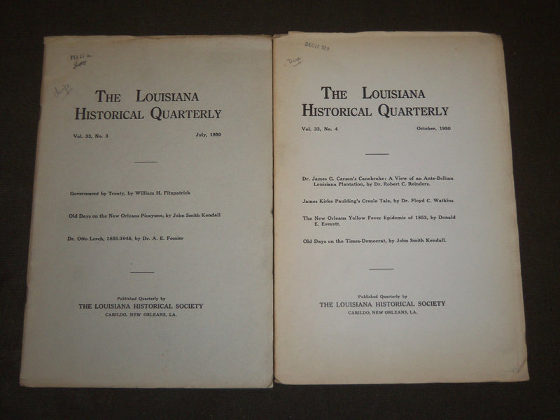1950 THE LOUISIANA HISTORICAL QUARTERLY MAGAZINE LOT OF 4 - O 1662B