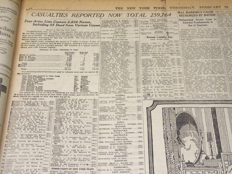 1919 FEBRUARY 19 NEW YORK TIMES - GERMANY ANGRY OVER TRUCE TERMS - NT 7976