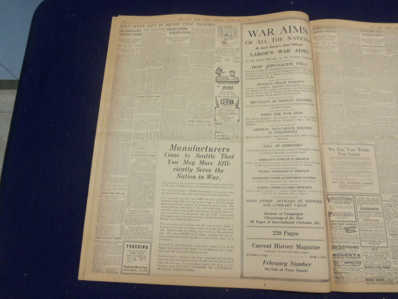 1918 FEBRUARY 4 NEW YORK TIMES - AMERICANS HOLD ON THE LORRAINE FRONT - NT 8230