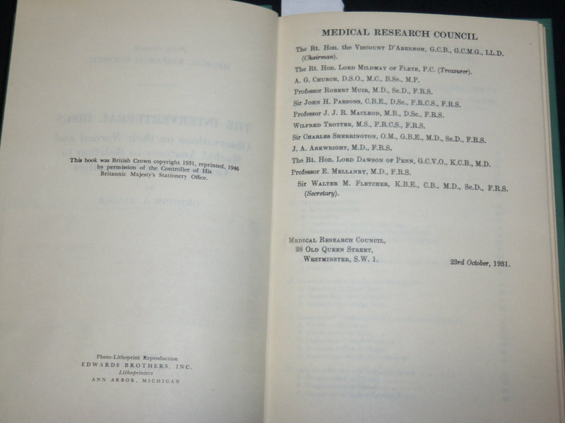 1946 THE INTERVERTEBRAL DISCS HARDCOVER BOOK BY ORMOND A. BEADLE - KD 6457