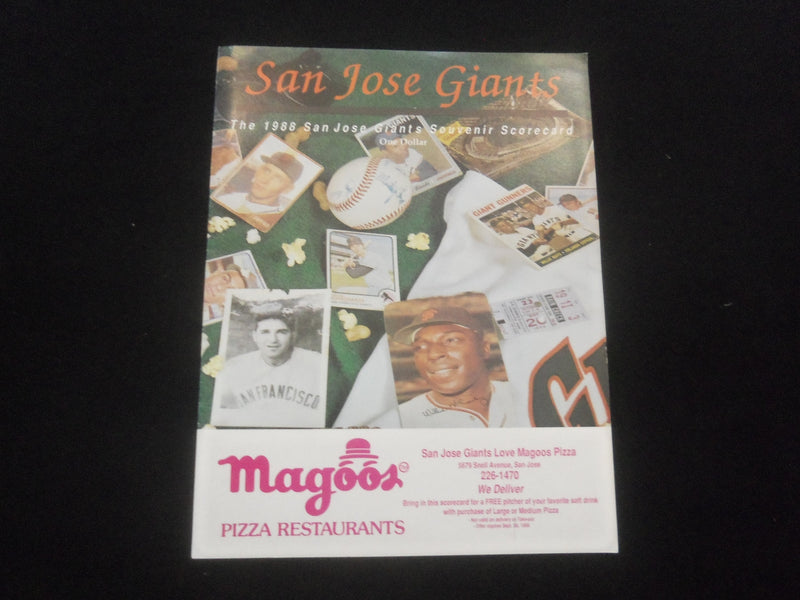 1988 SAN JOSE GIANTS SOUVENIR PROGRAM & SCORECARD VS. MODESTO A'S - ST 457B